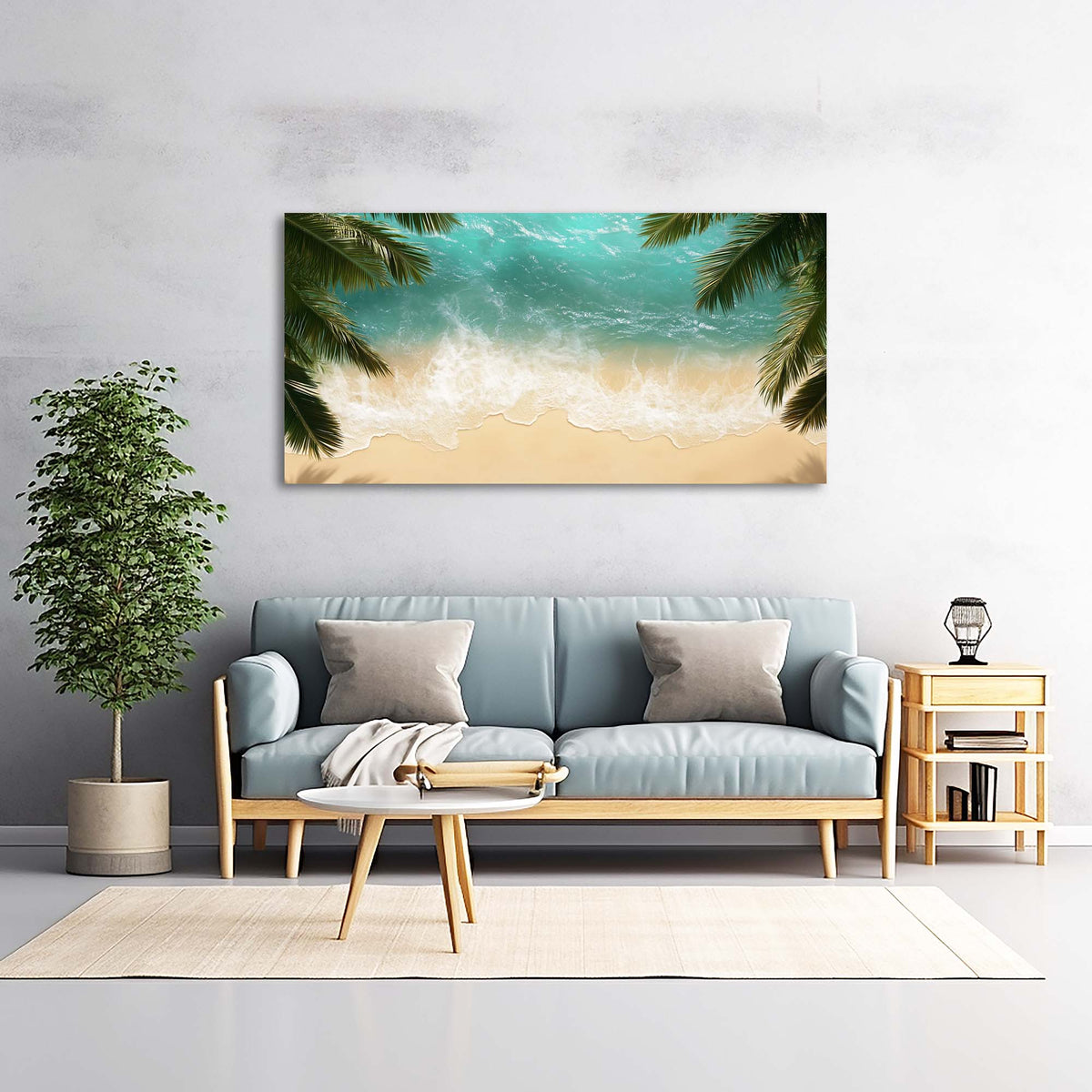 Blue Tropical Nature Wall Art Art Deco Painting Prints Canvas Artwork Living Room Family Bedroom Office Decor