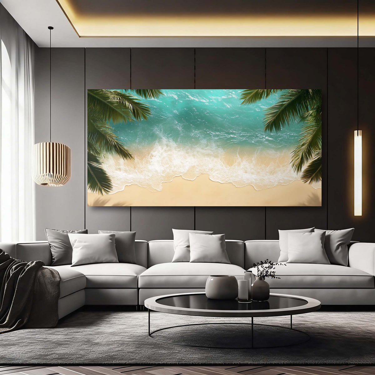 Blue Tropical Nature Wall Art Art Deco Painting Prints Canvas Artwork Living Room Family Bedroom Office Decor