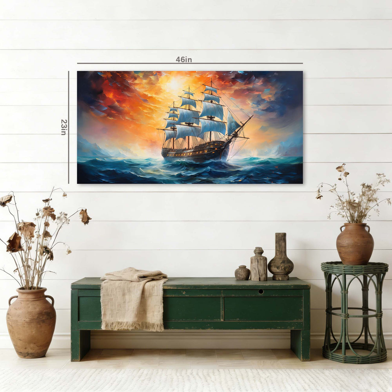 Navy Blue Nautical Nature Canvas Wall Art for Living Room Prints Artwork Bedroom Office Decor