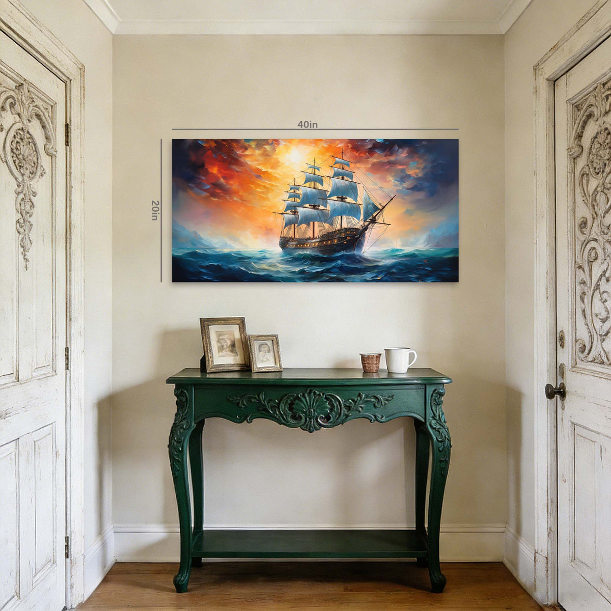 Navy Blue Nautical Nature Canvas Wall Art for Living Room Prints Artwork Bedroom Office Decor