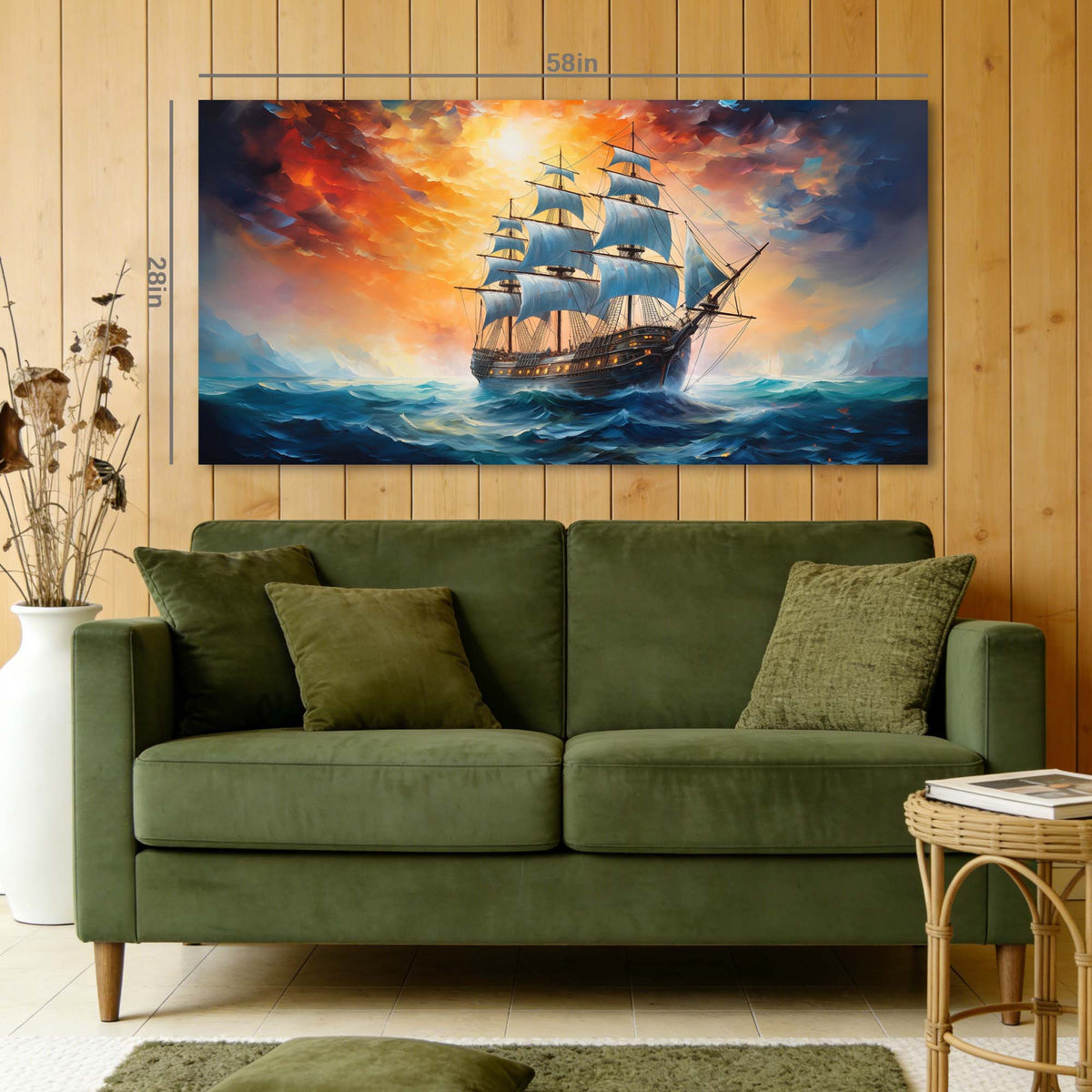 Navy Blue Nautical Nature Canvas Wall Art for Living Room Prints Artwork Bedroom Office Decor