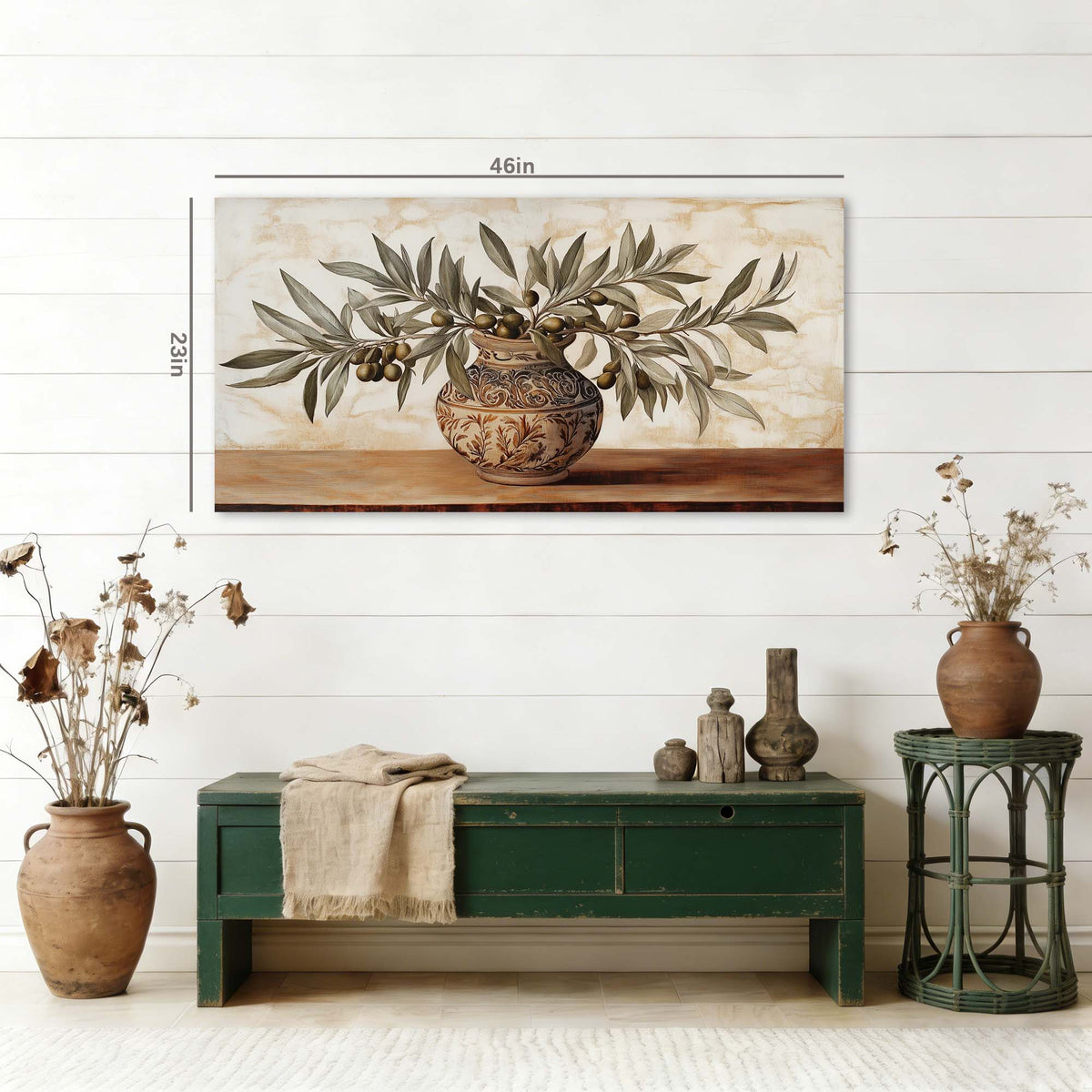 Olive Vintage Floral Wall Art Canvas Painting Prints Artwor Office Bedroom Living Room Decor