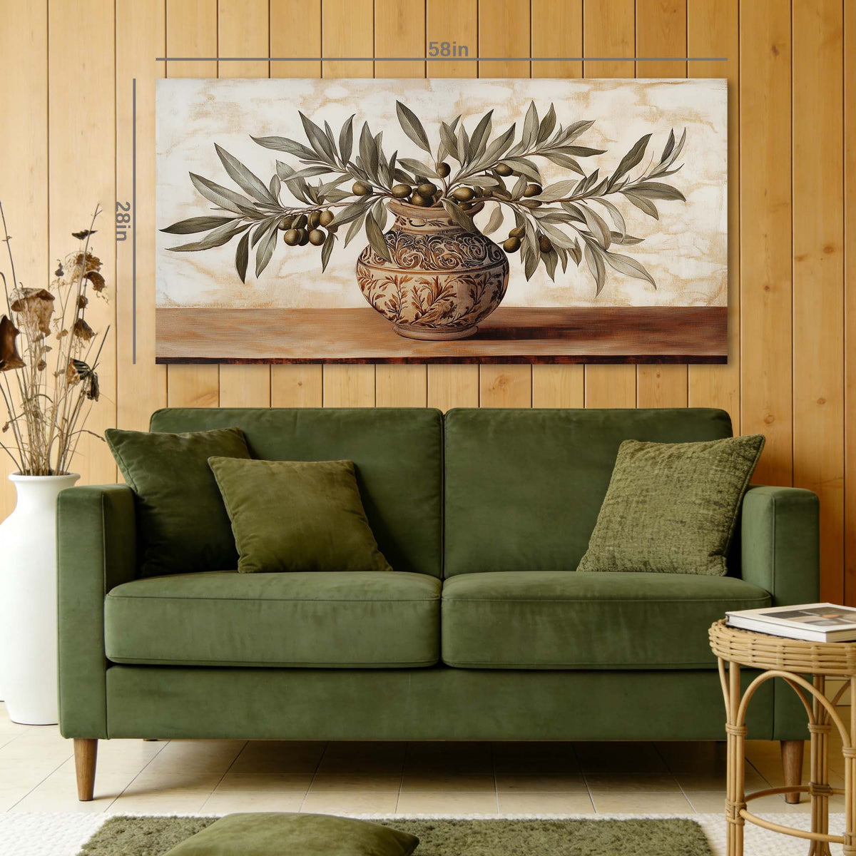 Olive Vintage Floral Wall Art Canvas Painting Prints Artwor Office Bedroom Living Room Decor