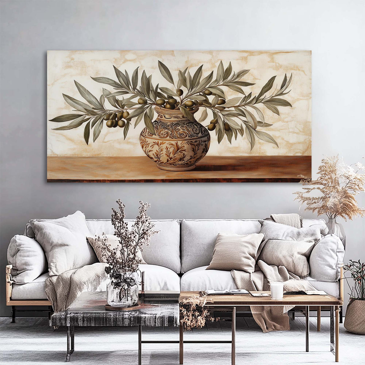 Olive Vintage Floral Wall Art Canvas Painting Prints Artwor Office Bedroom Living Room Decor