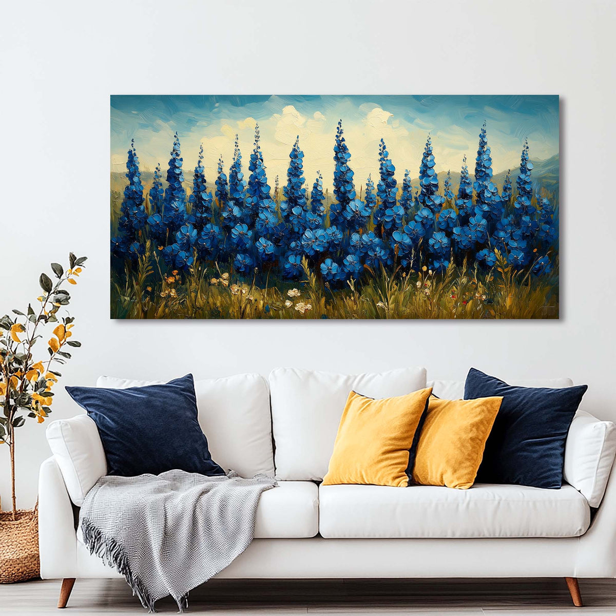 Yellow Floral Floral Canvas Wall Art for Living Room Prints Artwork Bedroom Office Decor