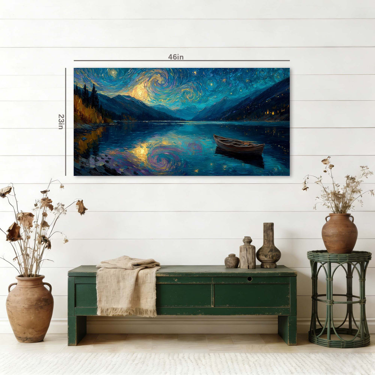 Navy Blue Nature Wall Art for Living Room Canvas Painting Prints Art Deco Artwork Office Bedroom Decor