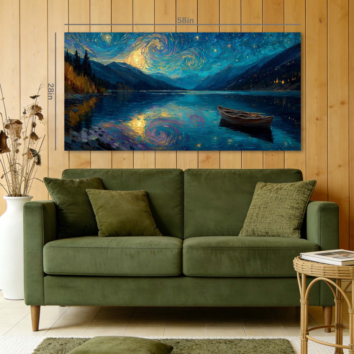 Navy Blue Nature Wall Art for Living Room Canvas Painting Prints Art Deco Artwork Office Bedroom Decor