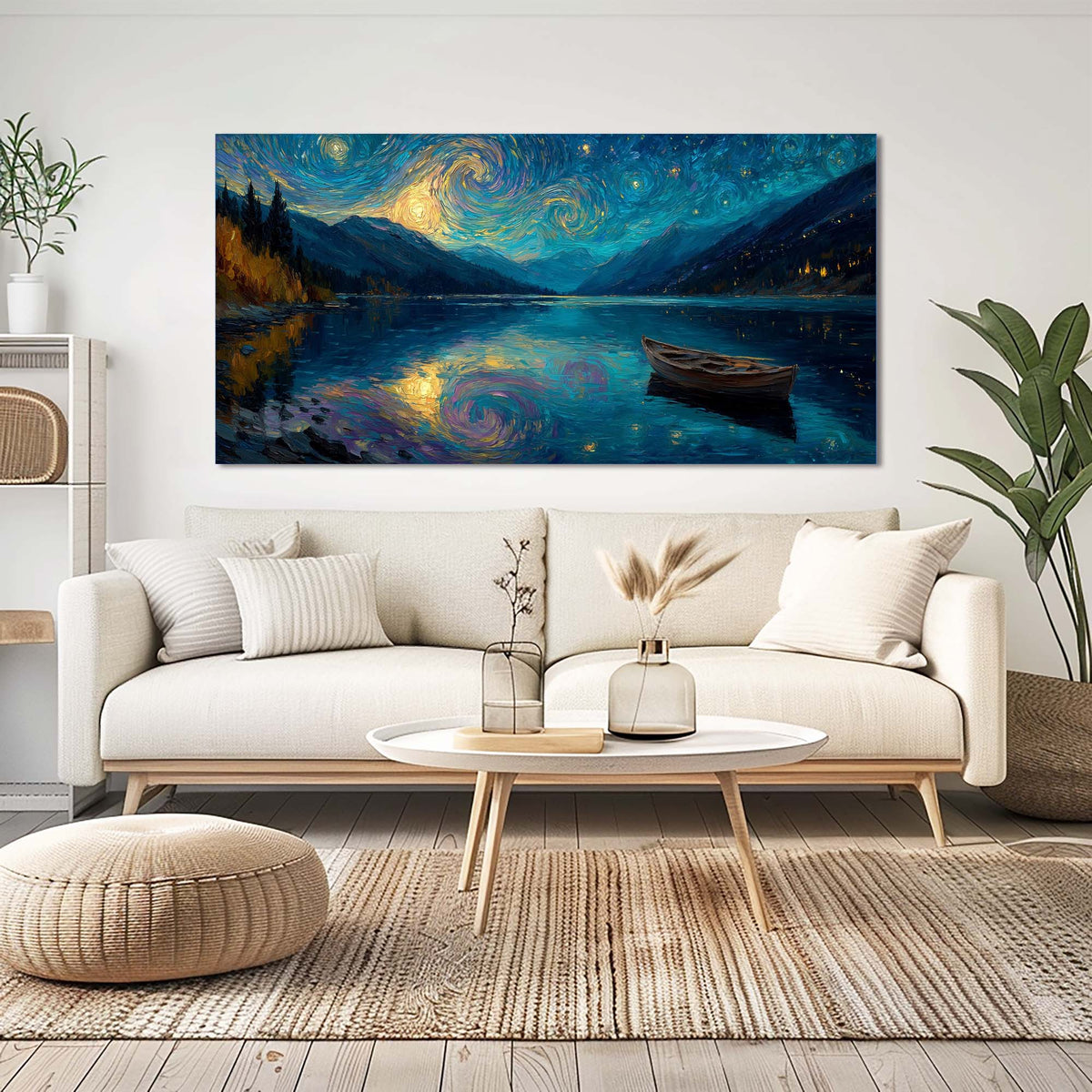 Navy Blue Nature Wall Art for Living Room Canvas Painting Prints Art Deco Artwork Office Bedroom Decor