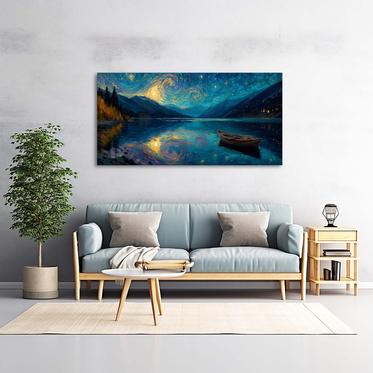 Navy Blue Nature Wall Art for Living Room Canvas Painting Prints Art Deco Artwork Office Bedroom Decor