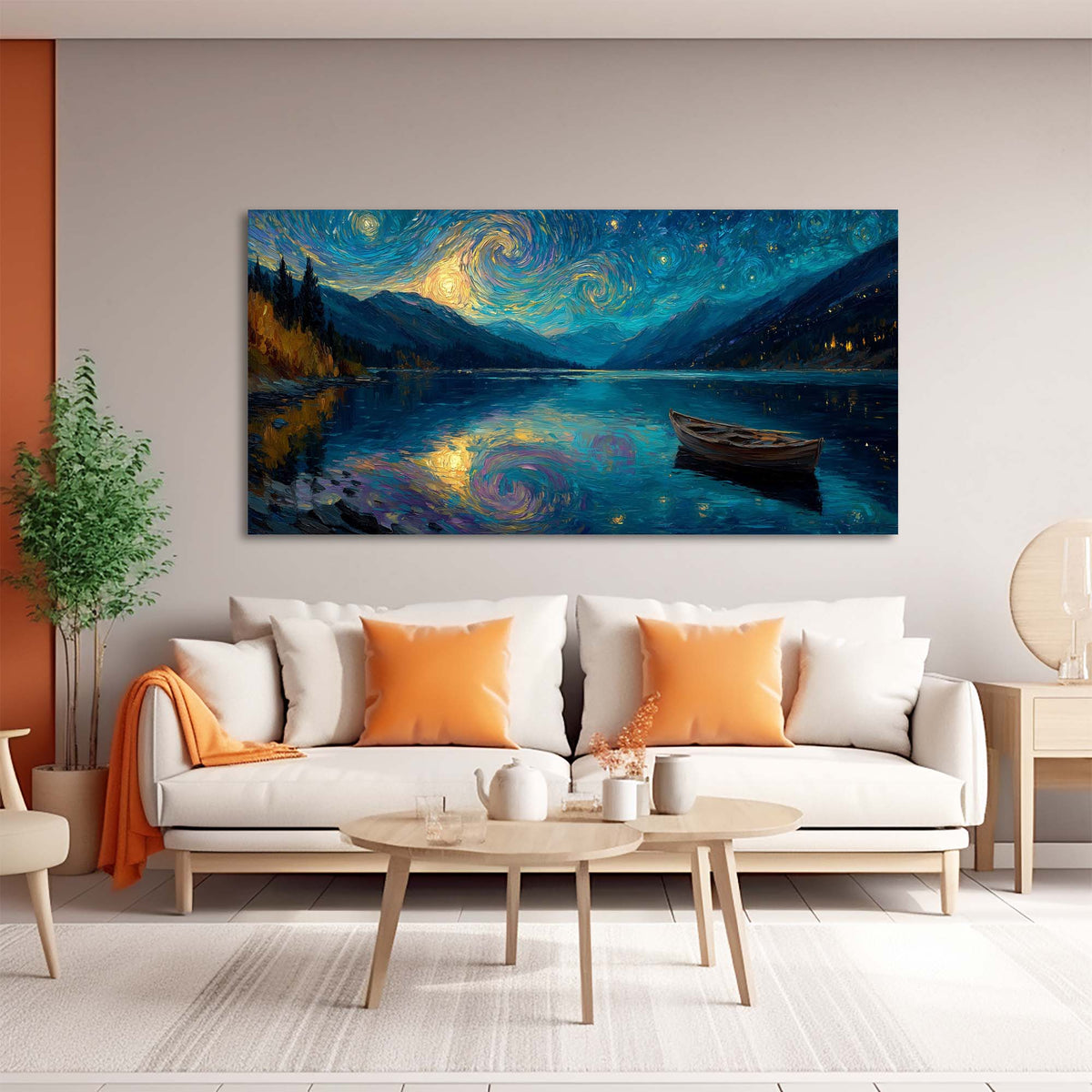 Navy Blue Nature Wall Art for Living Room Canvas Painting Prints Art Deco Artwork Office Bedroom Decor