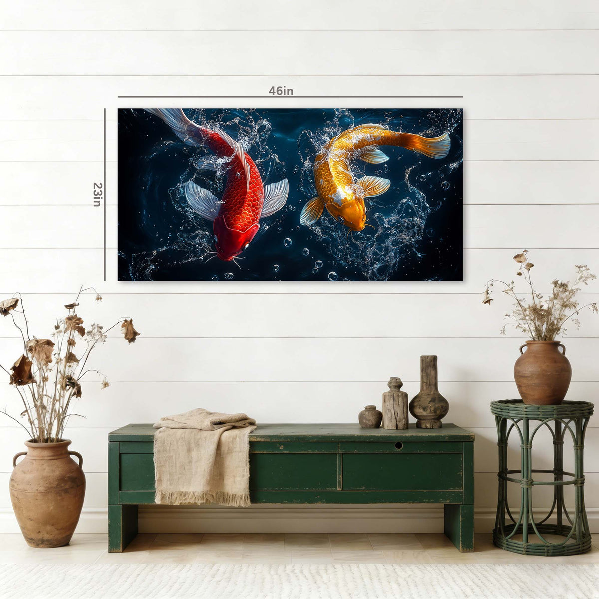 Navy Blue Asian Animals Wall Art Canvas Painting Prints Artwor Office Bedroom Living Room Decor