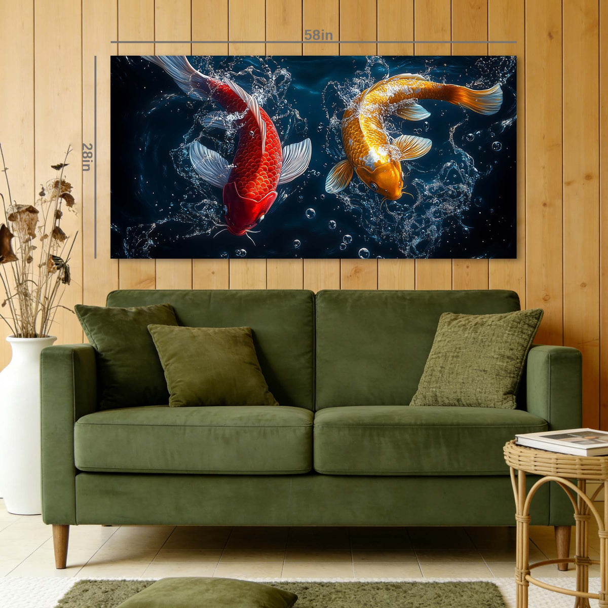 Navy Blue Asian Animals Wall Art Canvas Painting Prints Artwor Office Bedroom Living Room Decor