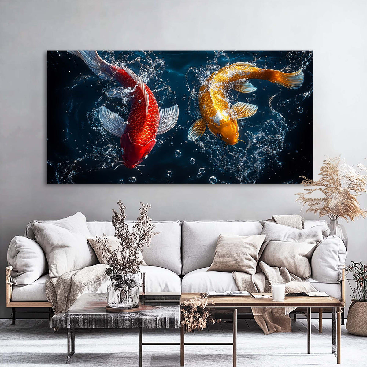 Navy Blue Asian Animals Wall Art Canvas Painting Prints Artwor Office Bedroom Living Room Decor