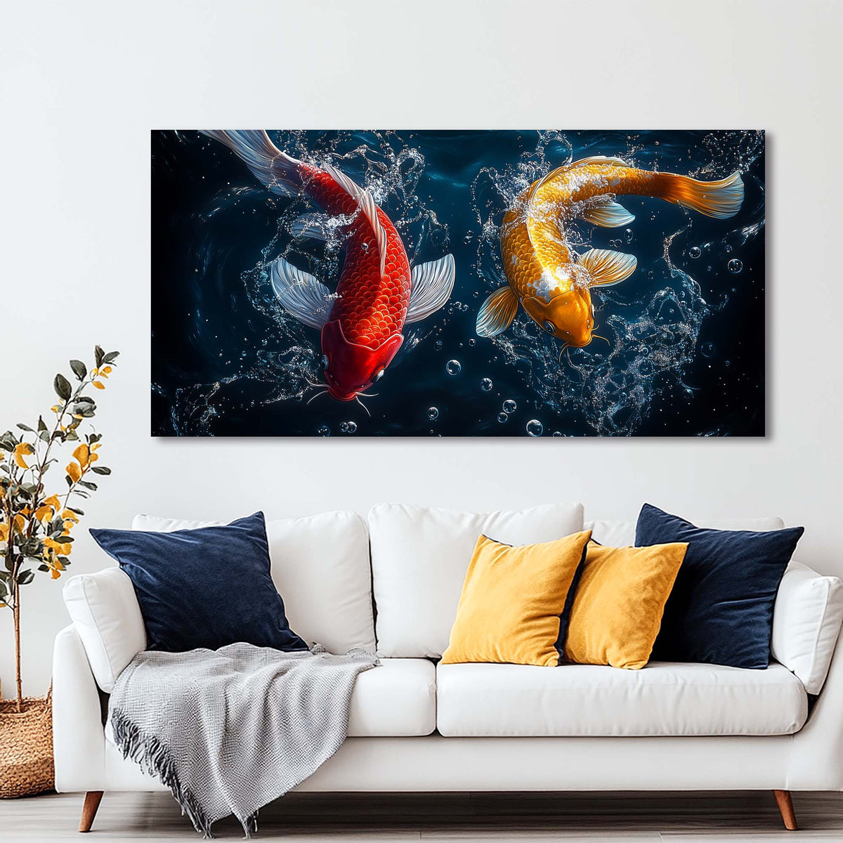 Navy Blue Asian Animals Wall Art Canvas Painting Prints Artwor Office Bedroom Living Room Decor