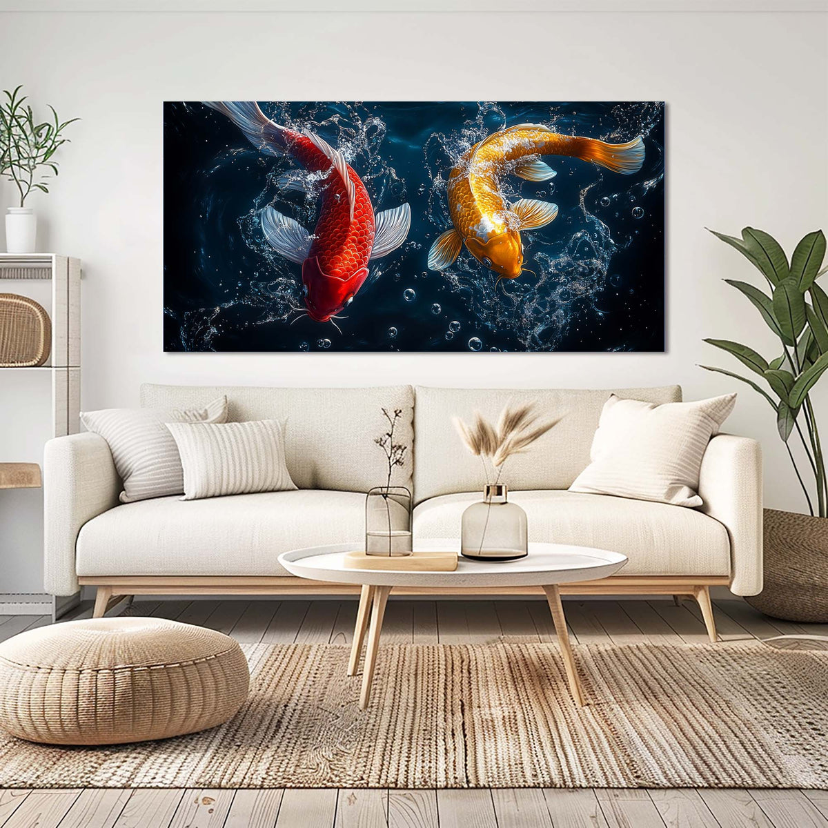 Navy Blue Asian Animals Wall Art Canvas Painting Prints Artwor Office Bedroom Living Room Decor