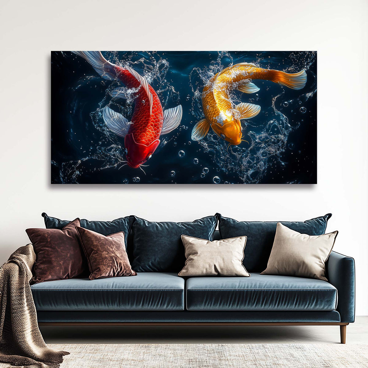 Navy Blue Asian Animals Wall Art Canvas Painting Prints Artwor Office Bedroom Living Room Decor