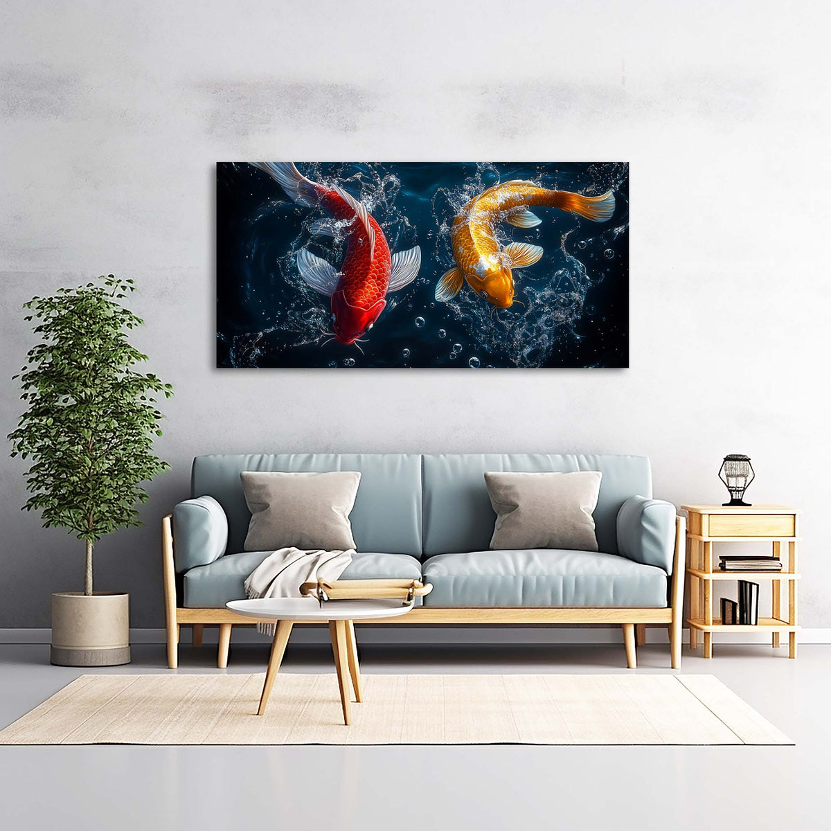 Navy Blue Asian Animals Wall Art Canvas Painting Prints Artwor Office Bedroom Living Room Decor