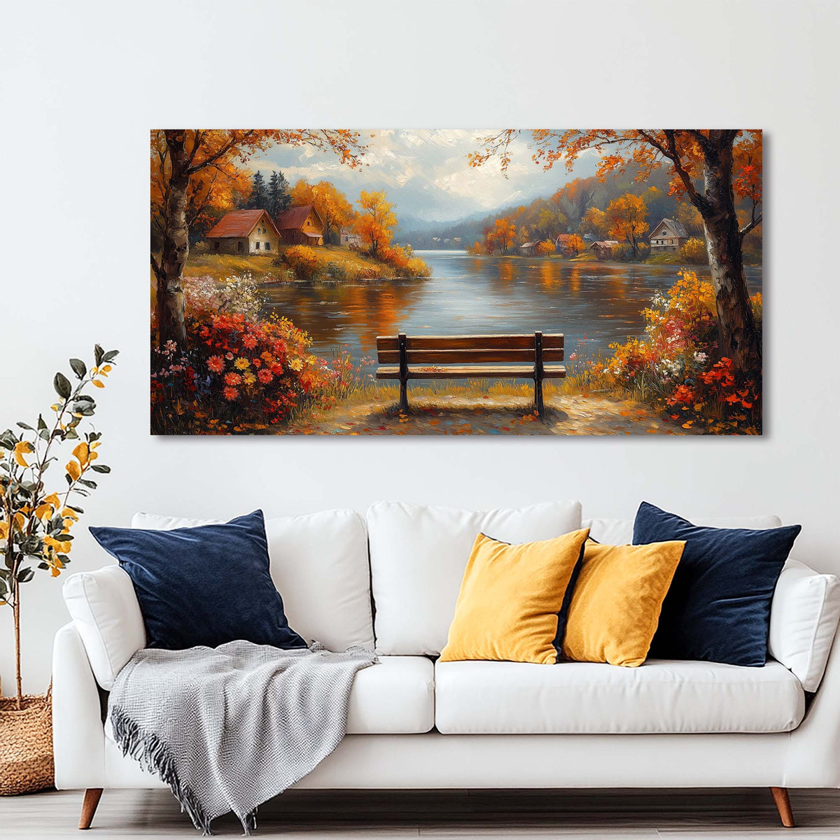 Navy Blue Floral Nature Wall Art Art Deco Painting Prints Canvas Artwork Living Room Family Bedroom Office Decor
