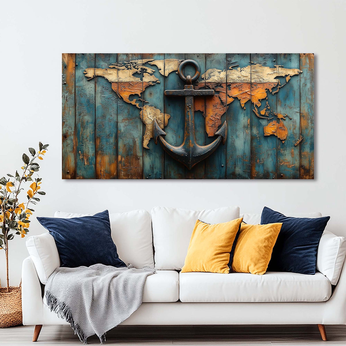Black Nautical Maps Wall Art for Living Room Canvas Painting Prints Artwork Family Bedroom Office Decor
