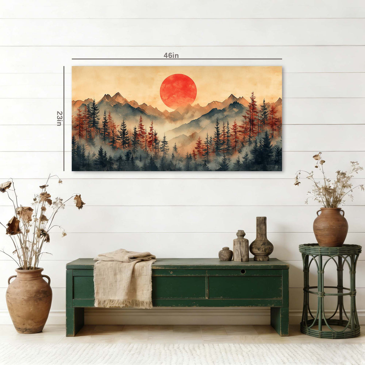 Navy Blue Oriental Nature Canvas Wall Art for Living Room Prints Artwork Bedroom Office Decor