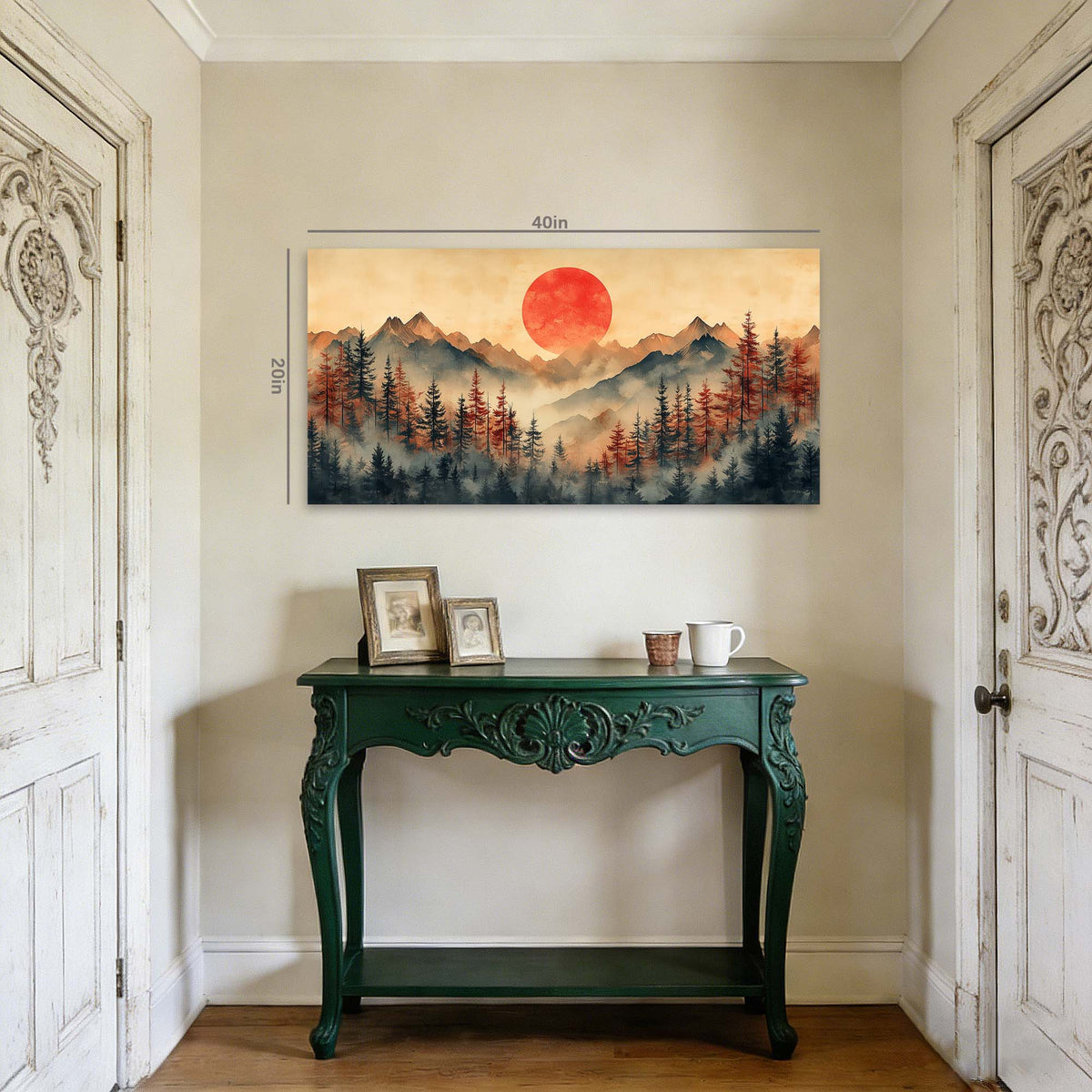 Navy Blue Oriental Nature Canvas Wall Art for Living Room Prints Artwork Bedroom Office Decor