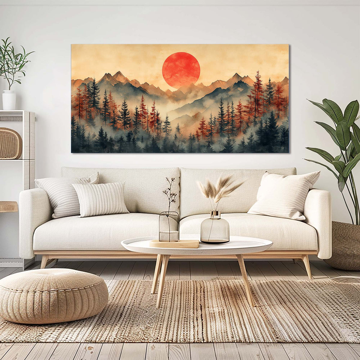 Navy Blue Oriental Nature Canvas Wall Art for Living Room Prints Artwork Bedroom Office Decor