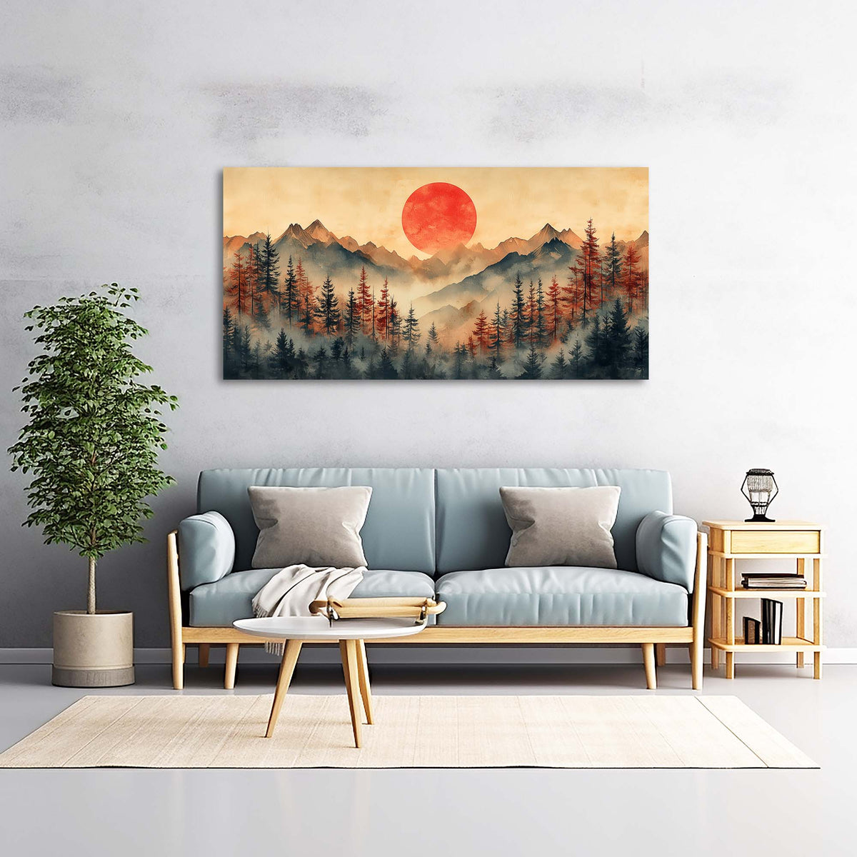 Navy Blue Oriental Nature Canvas Wall Art for Living Room Prints Artwork Bedroom Office Decor
