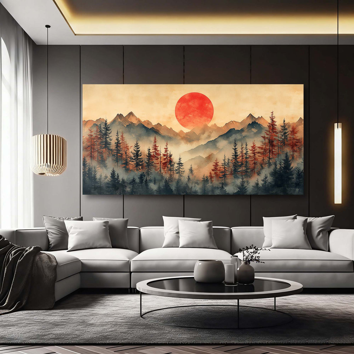 Navy Blue Oriental Nature Canvas Wall Art for Living Room Prints Artwork Bedroom Office Decor