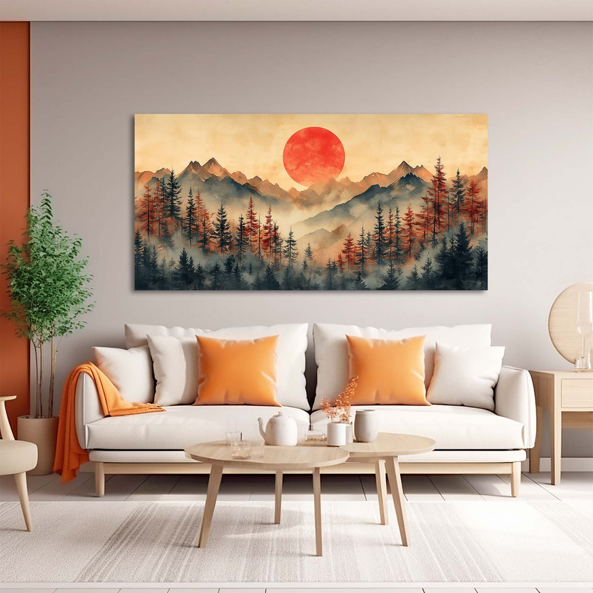Navy Blue Oriental Nature Canvas Wall Art for Living Room Prints Artwork Bedroom Office Decor