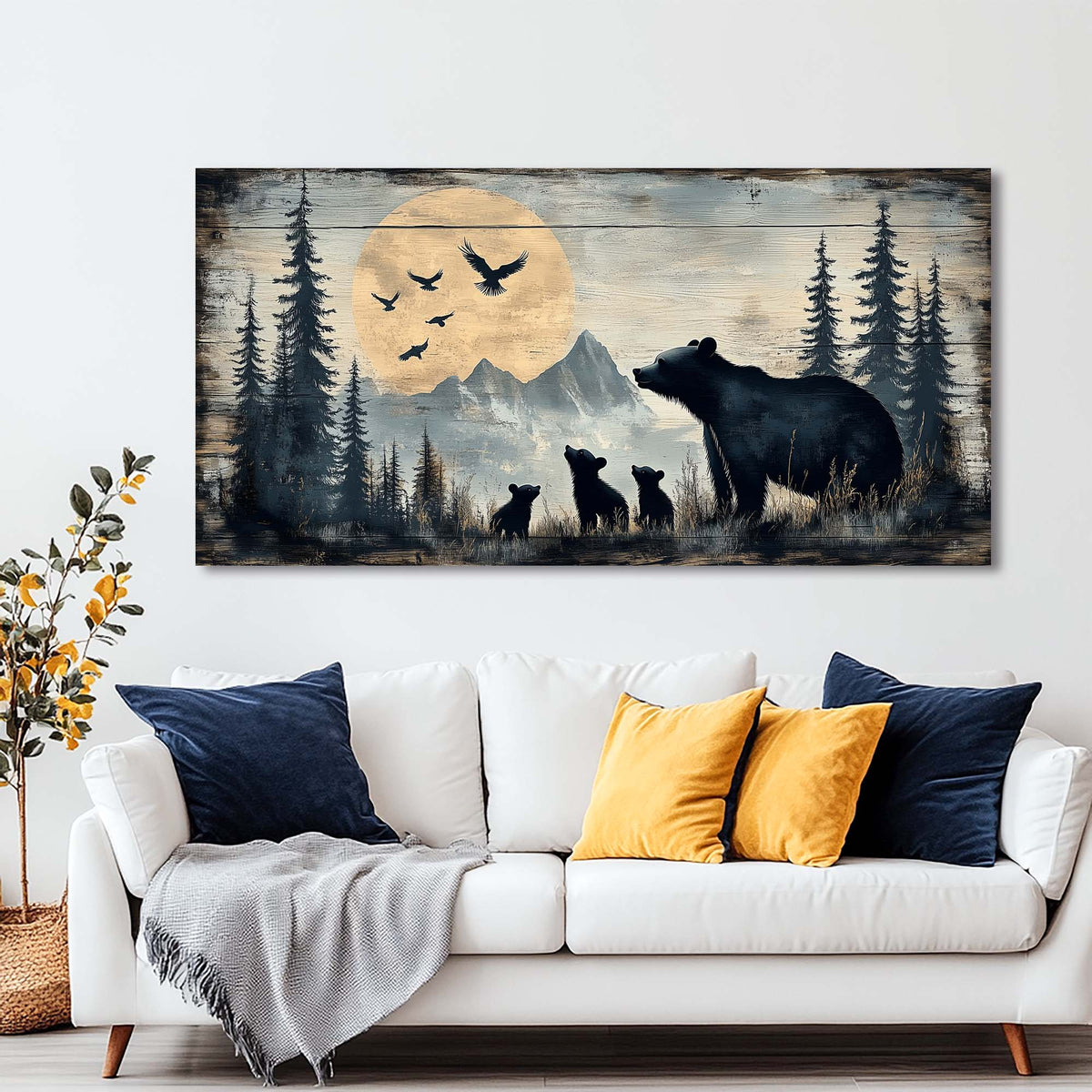 Navy Blue Wildlife Animals Wall Art Modern Canvas Painting Prints Artwork Office Hallway Bedroom Living Room Decor