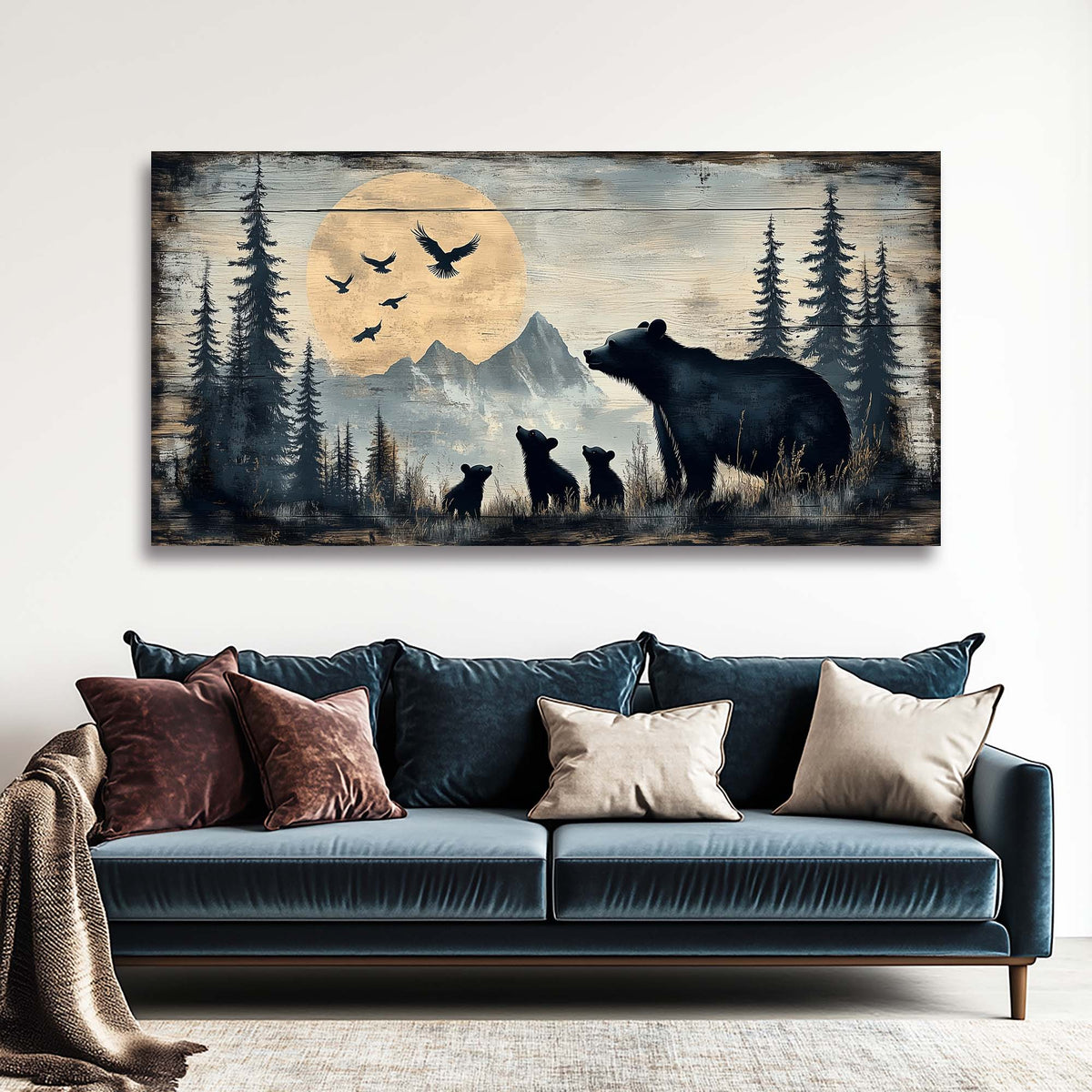 Navy Blue Wildlife Animals Wall Art Modern Canvas Painting Prints Artwork Office Hallway Bedroom Living Room Decor