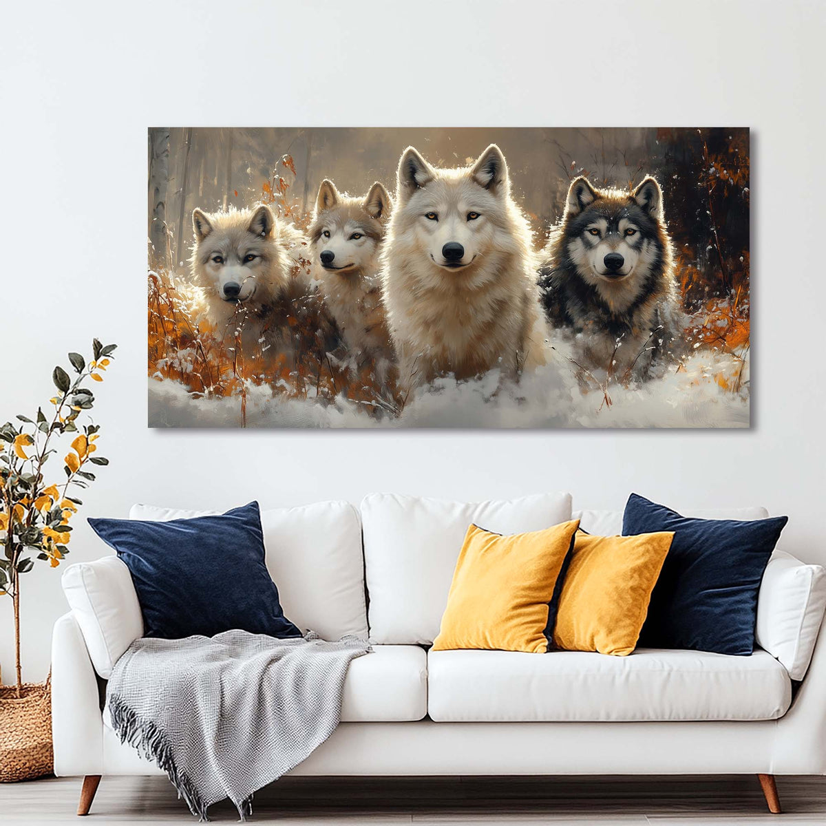Navy Blue Animals Wall Art for Living Room Canvas Painting Prints Art Deco Artwork Office Bedroom Decor