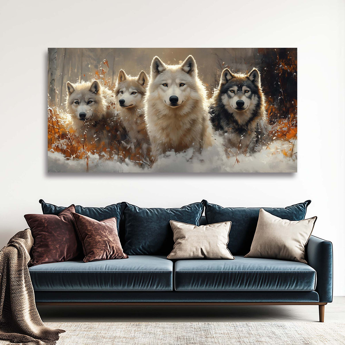 Navy Blue Animals Wall Art for Living Room Canvas Painting Prints Art Deco Artwork Office Bedroom Decor
