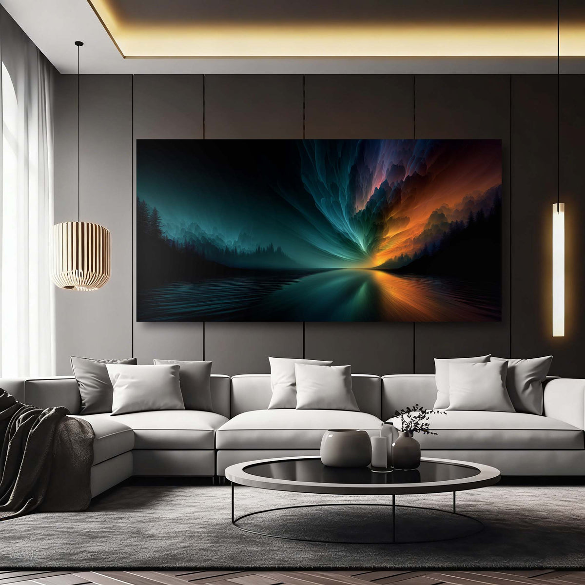 Navy Blue Fantasy Abstract Wall Art Art Deco Painting Prints Canvas Artwork Living Room Family Bedroom Office Decor
