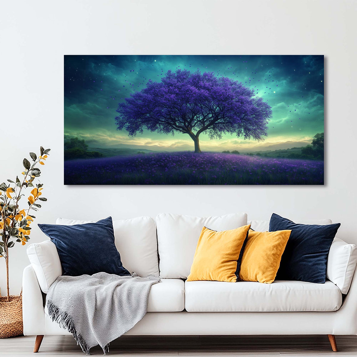 Navy Blue Fantasy Nature Wall Art Art Deco Painting Prints Canvas Artwork Living Room Family Bedroom Office Decor