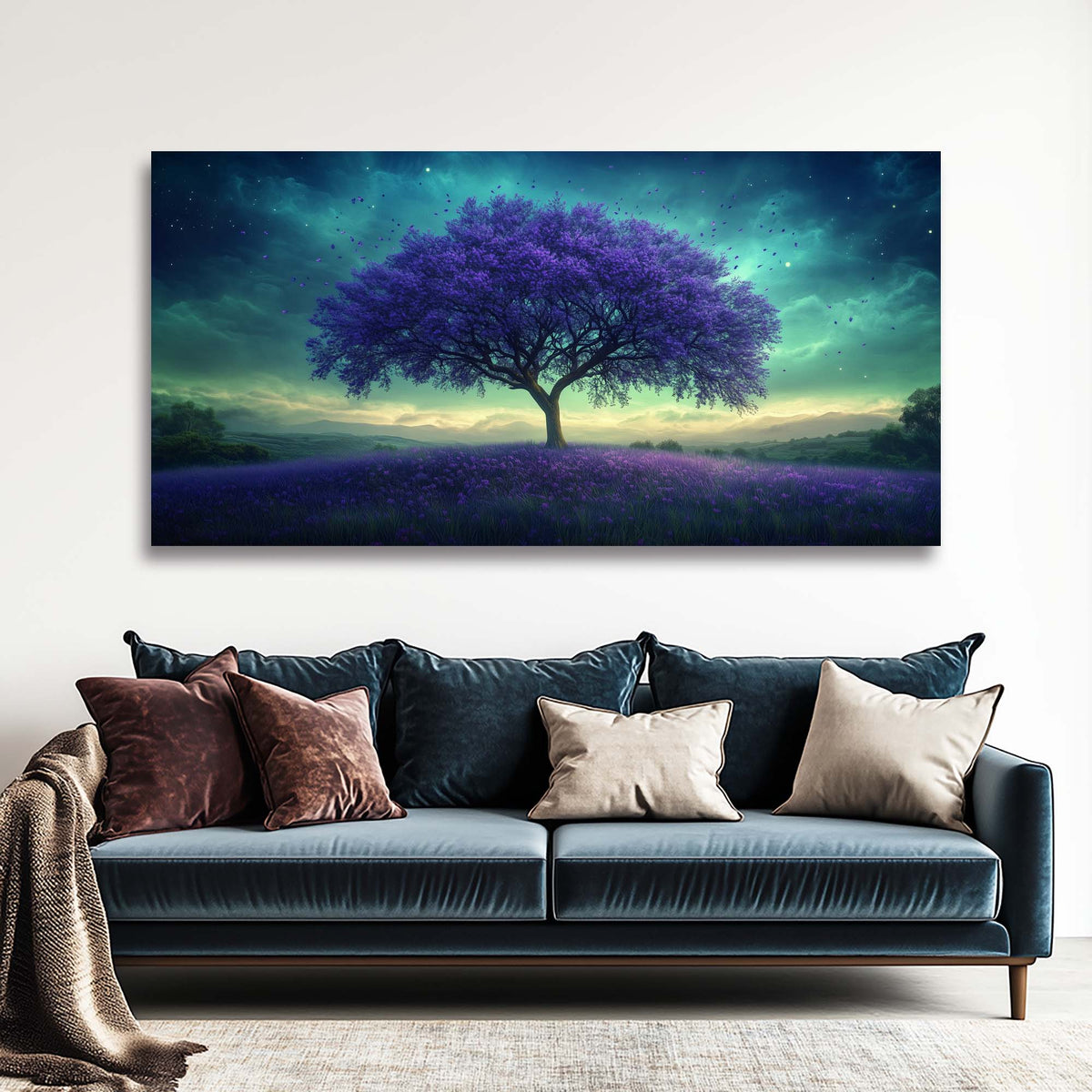 Navy Blue Fantasy Nature Wall Art Art Deco Painting Prints Canvas Artwork Living Room Family Bedroom Office Decor