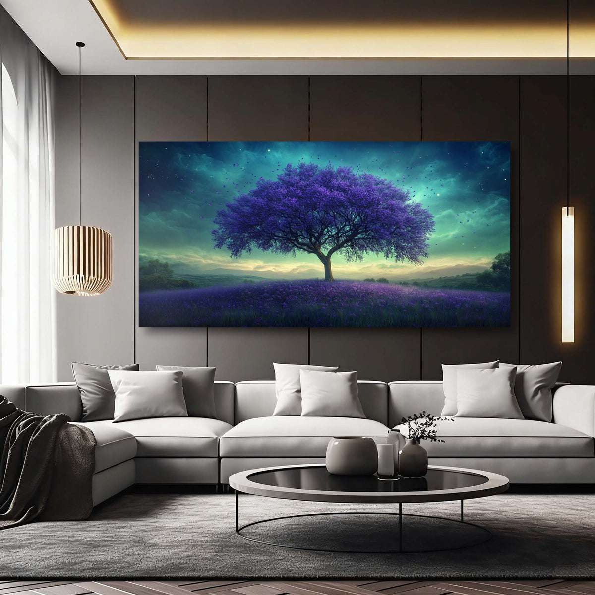 Navy Blue Fantasy Nature Wall Art Art Deco Painting Prints Canvas Artwork Living Room Family Bedroom Office Decor