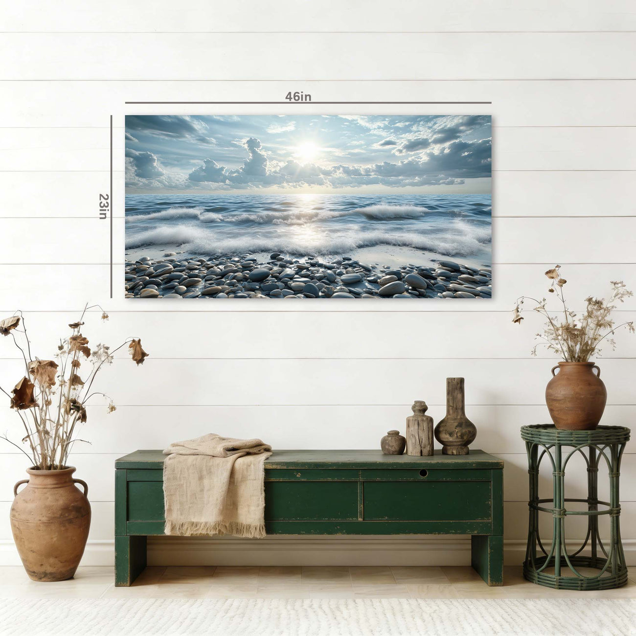 Navy Blue Coastal Nature Wall Art Canvas Painting Prints Artwor Office Bedroom Living Room Decor