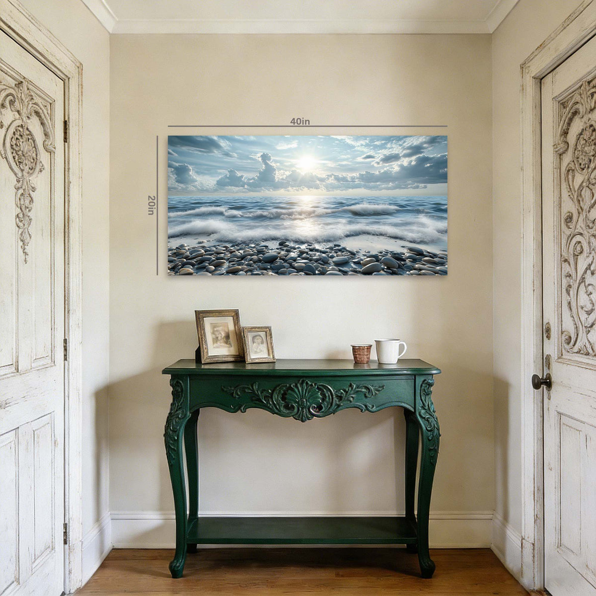 Navy Blue Coastal Nature Wall Art Canvas Painting Prints Artwor Office Bedroom Living Room Decor