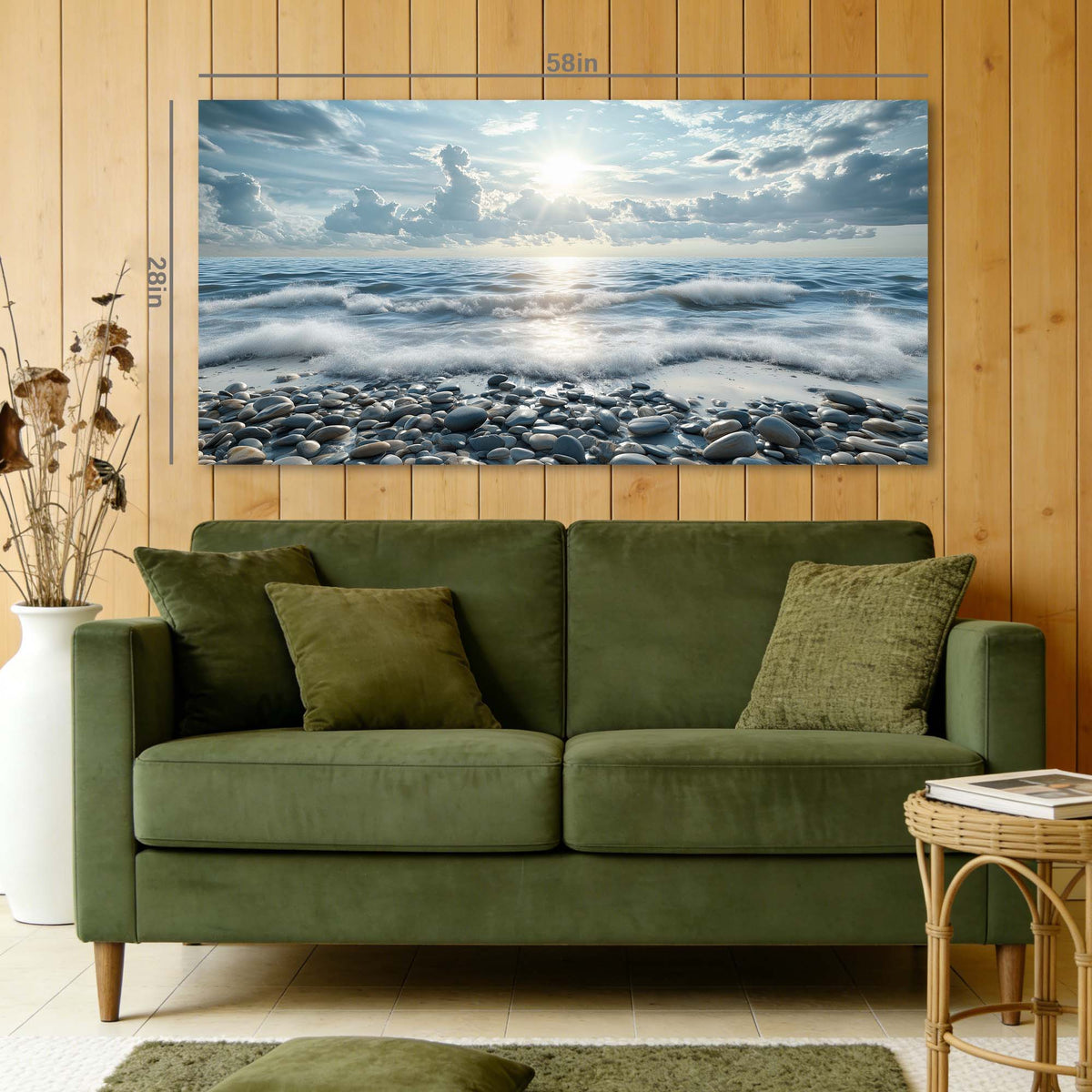 Navy Blue Coastal Nature Wall Art Canvas Painting Prints Artwor Office Bedroom Living Room Decor