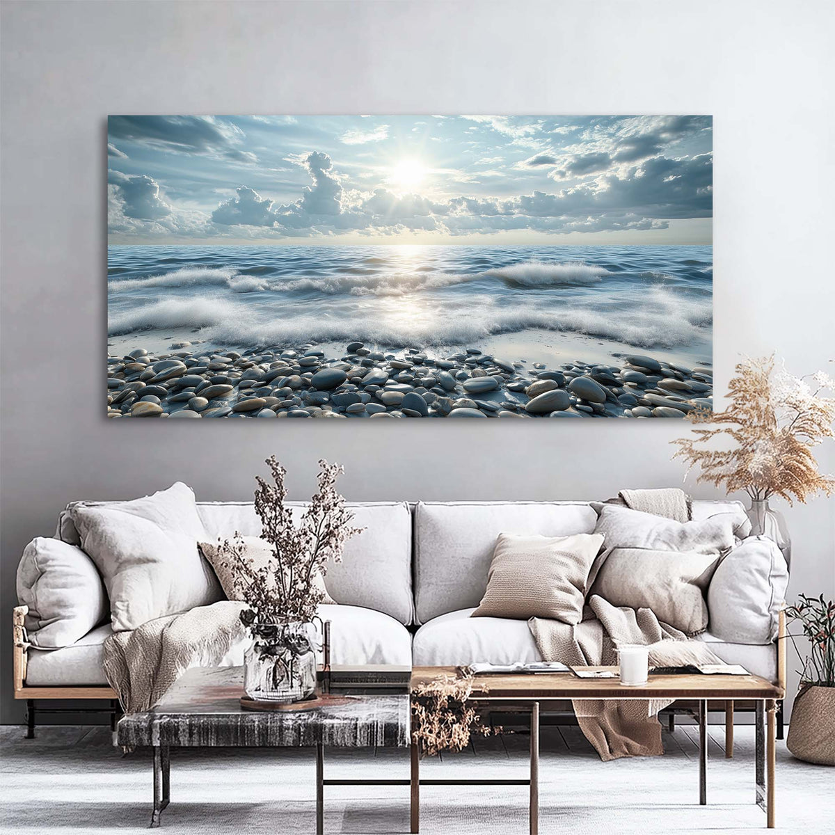 Navy Blue Coastal Nature Wall Art Canvas Painting Prints Artwor Office Bedroom Living Room Decor