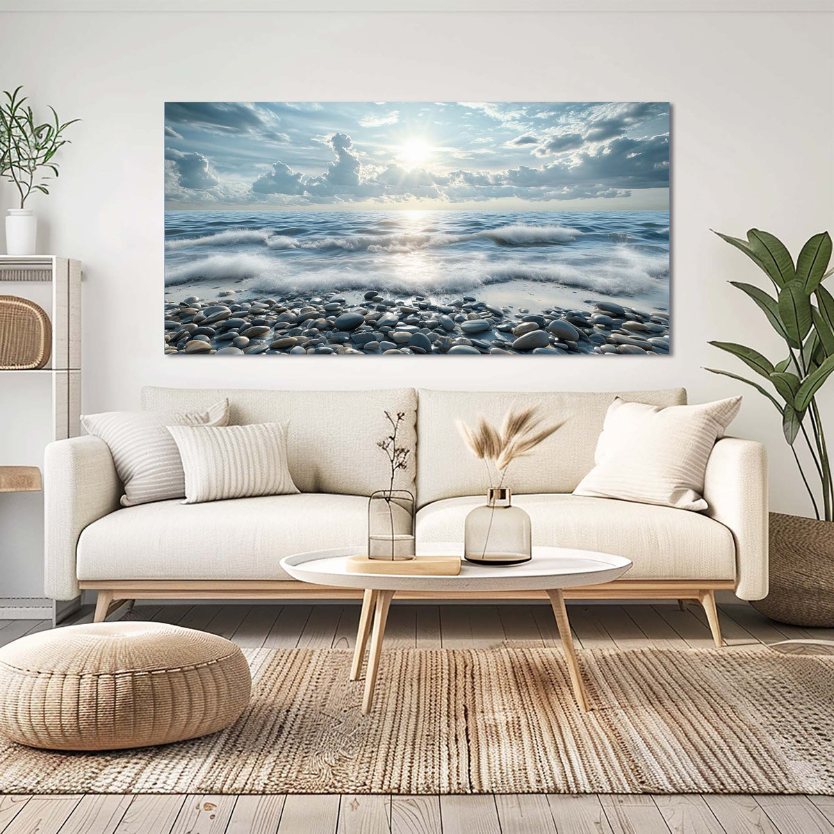 Navy Blue Coastal Nature Wall Art Canvas Painting Prints Artwor Office Bedroom Living Room Decor