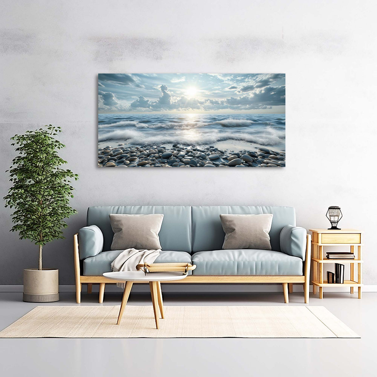 Navy Blue Coastal Nature Wall Art Canvas Painting Prints Artwor Office Bedroom Living Room Decor
