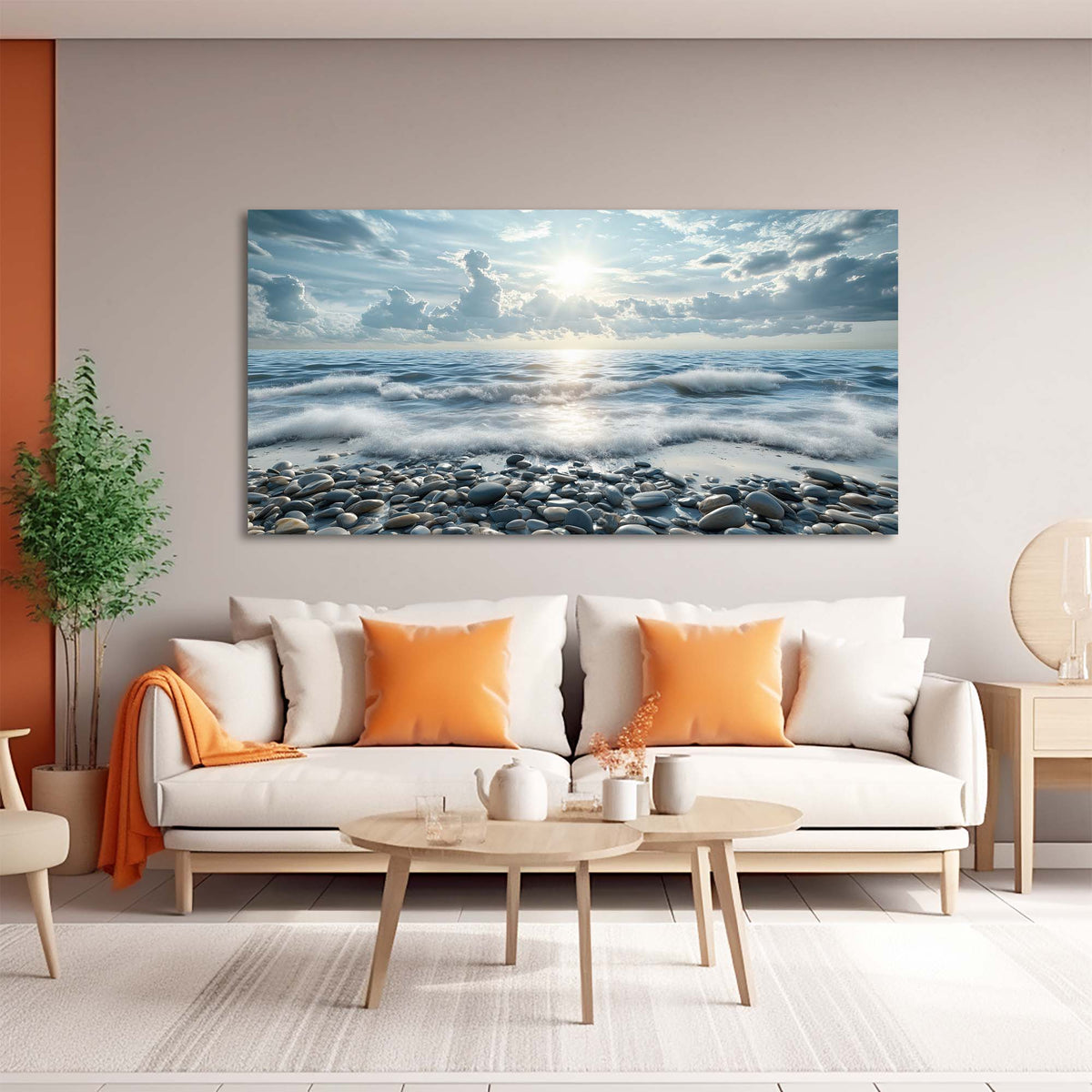 Navy Blue Coastal Nature Wall Art Canvas Painting Prints Artwor Office Bedroom Living Room Decor