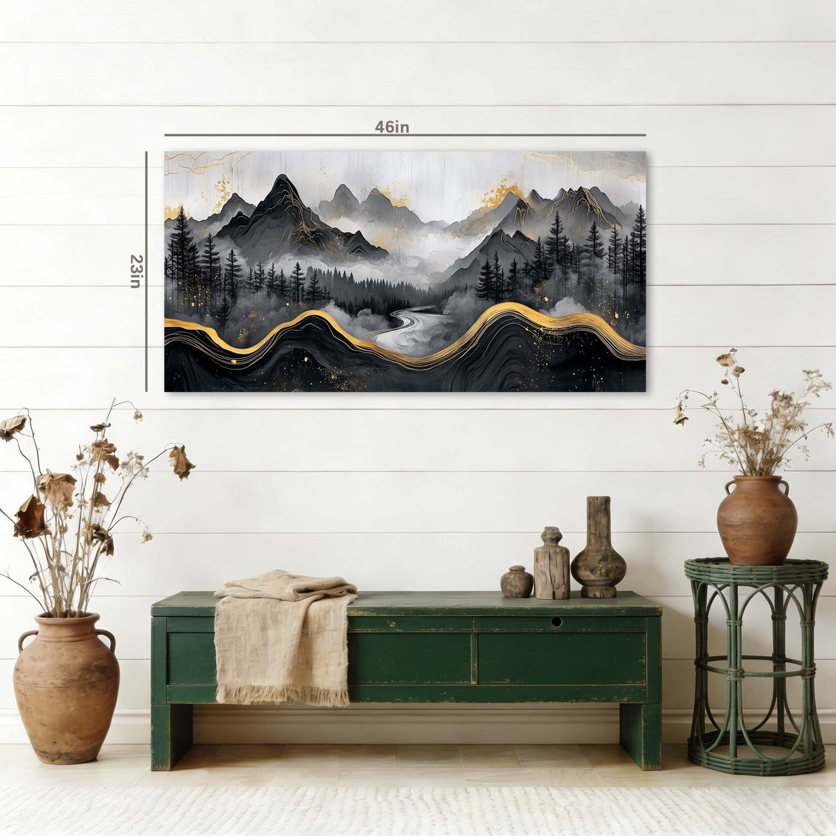 Navy Blue Oriental Nature Wall Art Modern Canvas Painting Prints Artwork Office Hallway Bedroom Living Room Decor