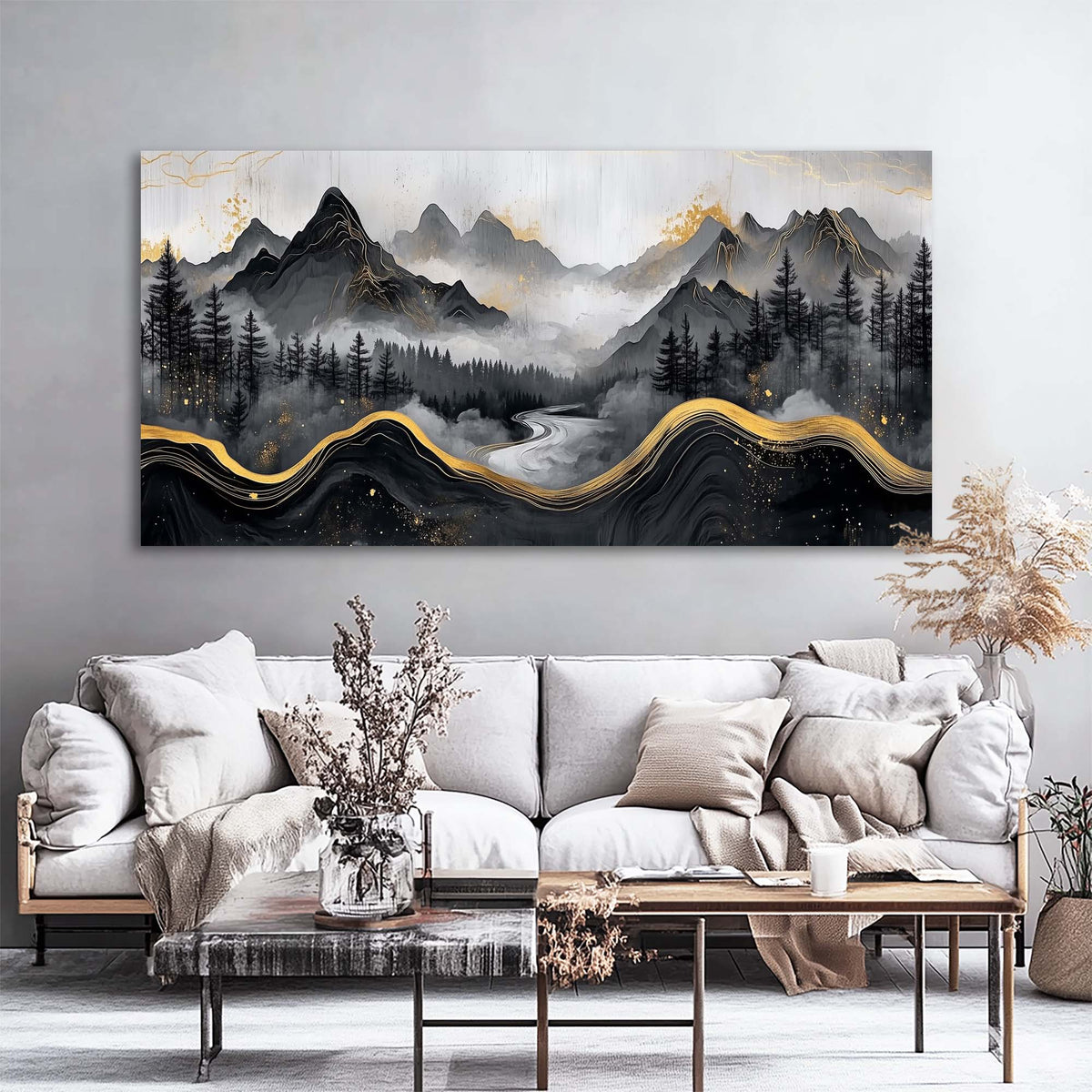 Navy Blue Oriental Nature Wall Art Modern Canvas Painting Prints Artwork Office Hallway Bedroom Living Room Decor