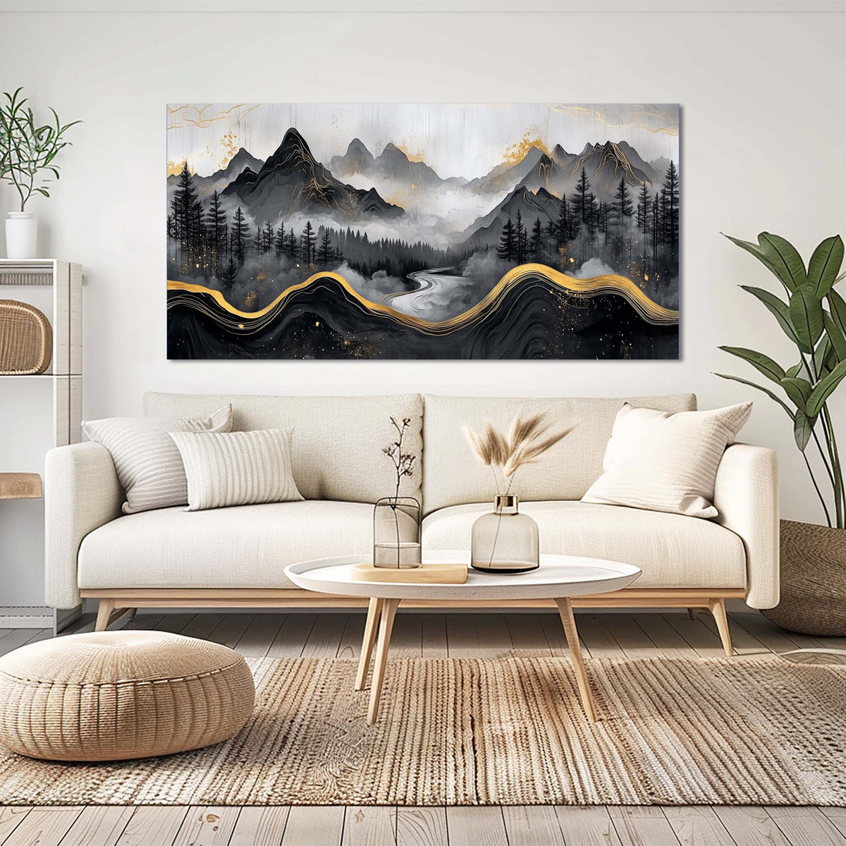 Navy Blue Oriental Nature Wall Art Modern Canvas Painting Prints Artwork Office Hallway Bedroom Living Room Decor