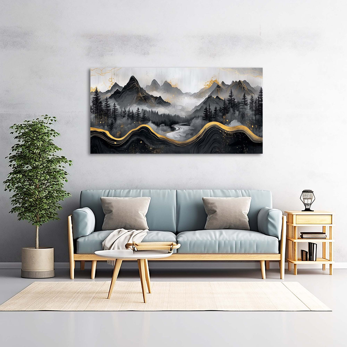 Navy Blue Oriental Nature Wall Art Modern Canvas Painting Prints Artwork Office Hallway Bedroom Living Room Decor