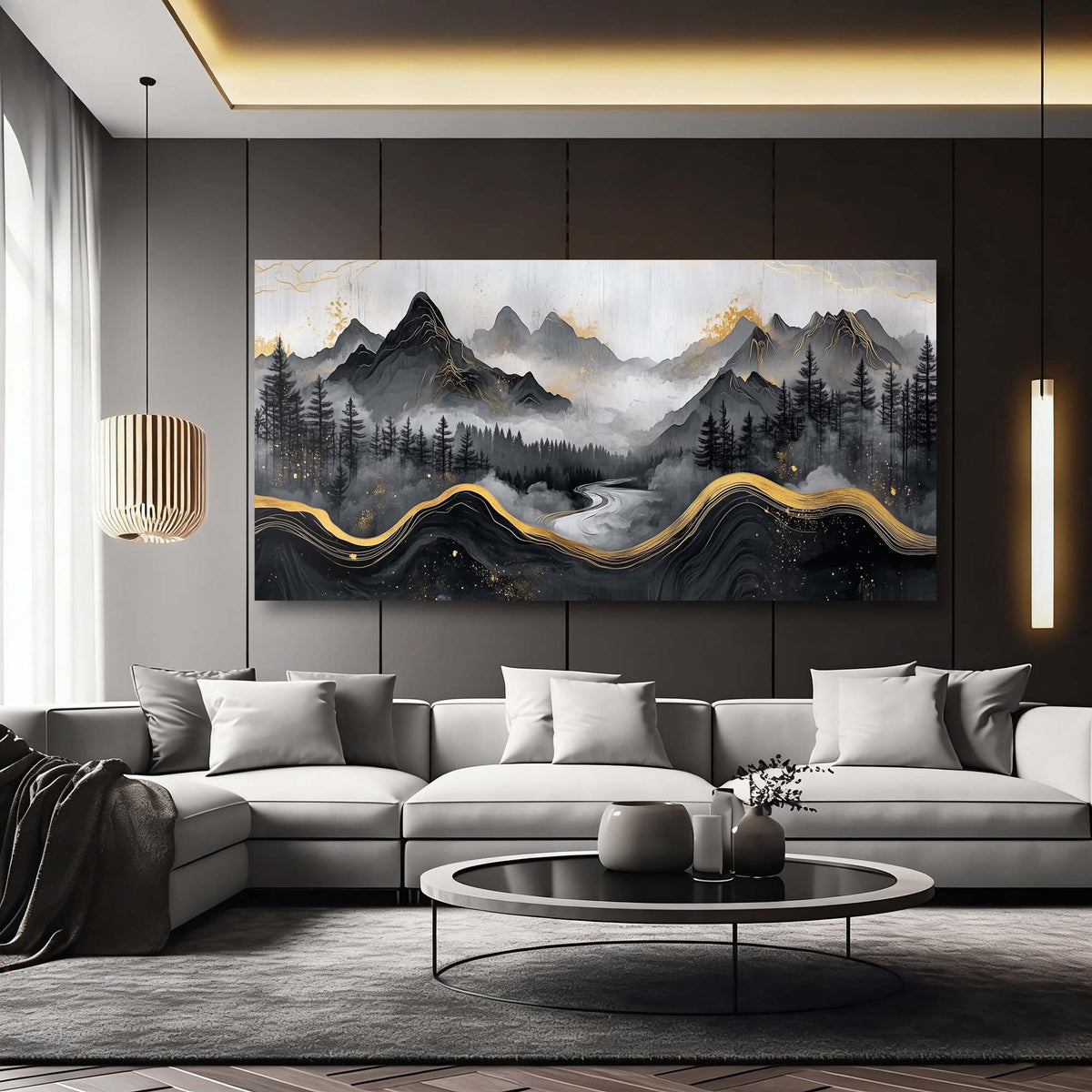 Navy Blue Oriental Nature Wall Art Modern Canvas Painting Prints Artwork Office Hallway Bedroom Living Room Decor