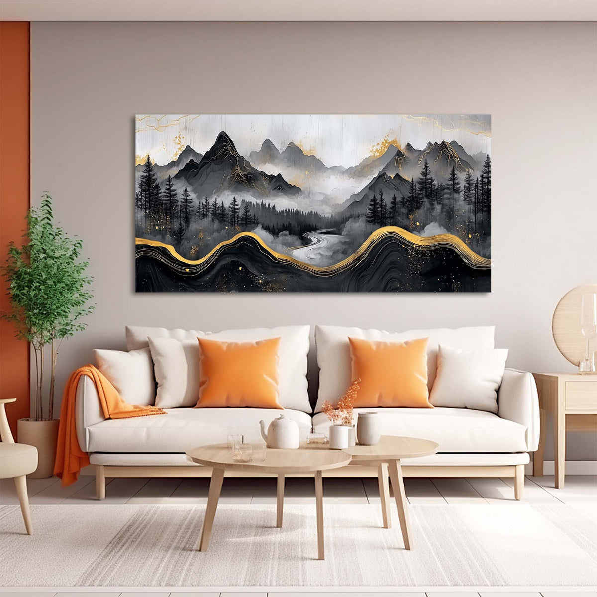 Navy Blue Oriental Nature Wall Art Modern Canvas Painting Prints Artwork Office Hallway Bedroom Living Room Decor
